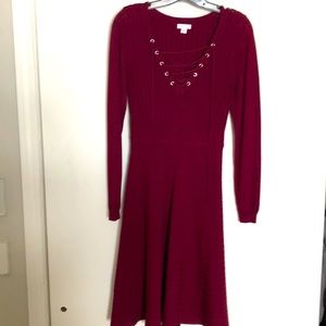 Burgundy Lace up Dress